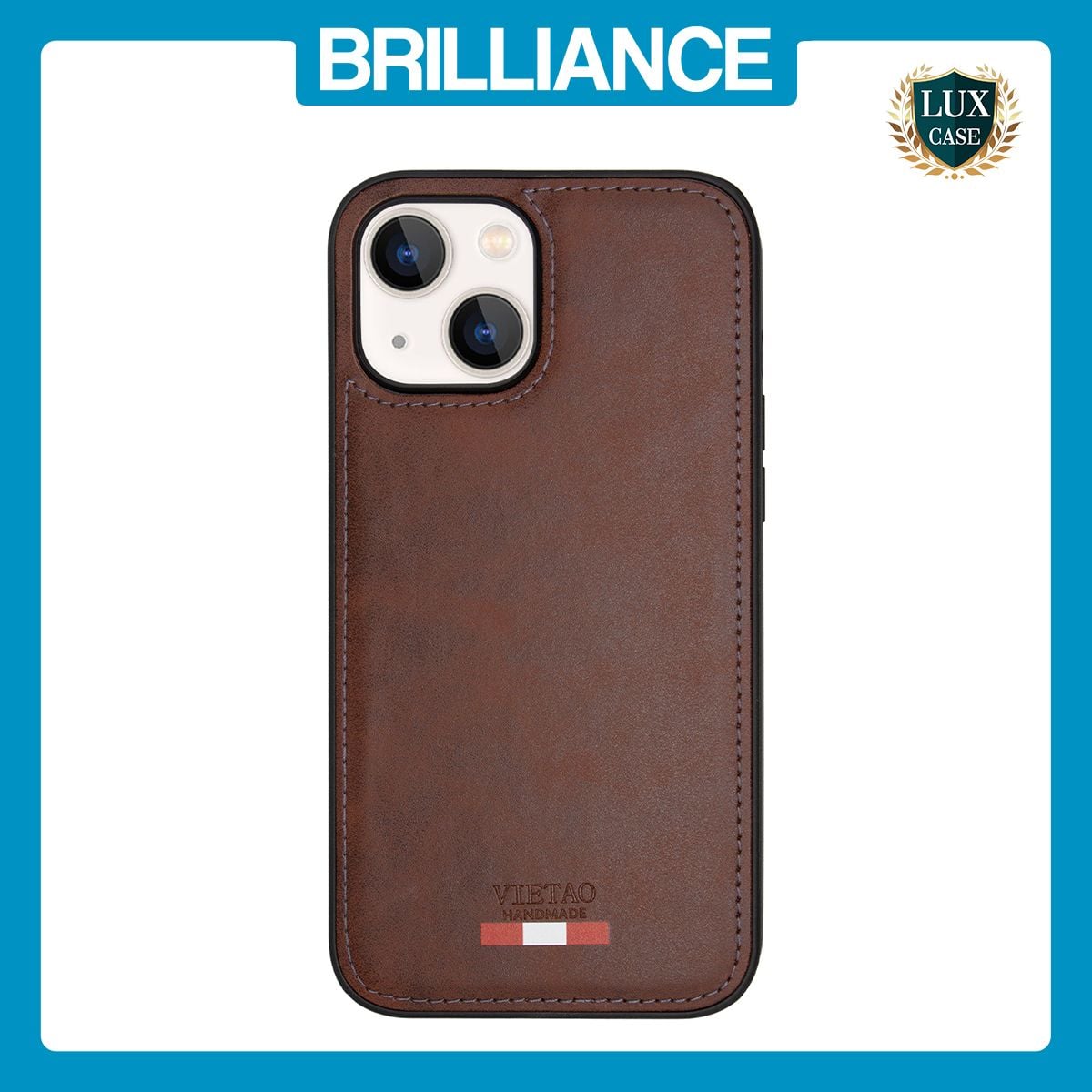 Brilliance LUX iPhone 14 Plus TPU PC Leather Scratch Proof Hybrid Case Brown