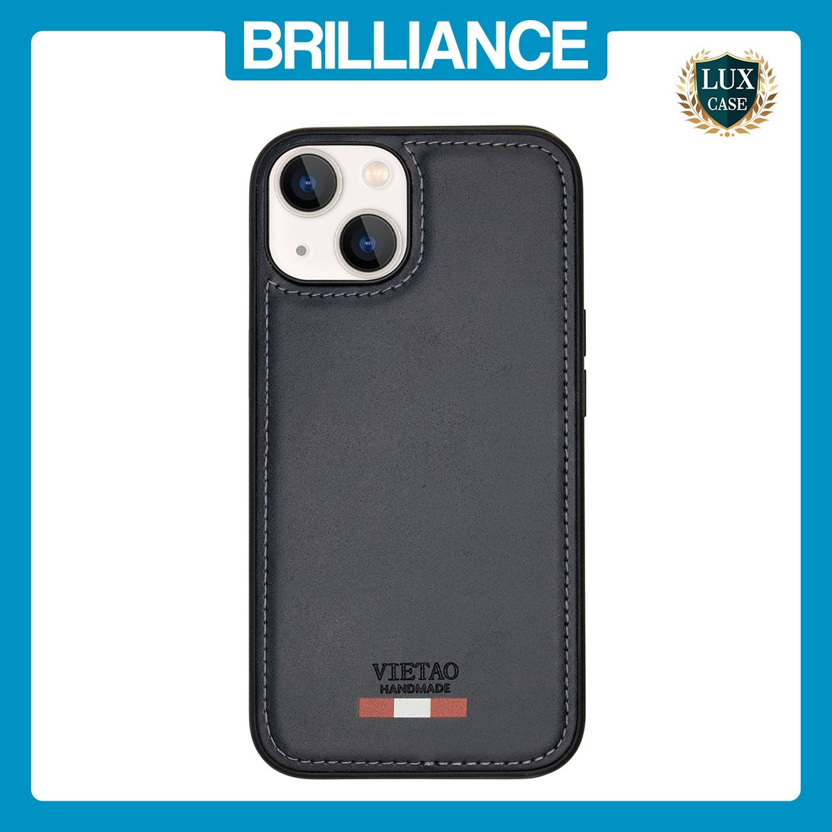 Brilliance LUX iPhone 13 TPU PC Leather Scratch Proof Hybrid Case Blue