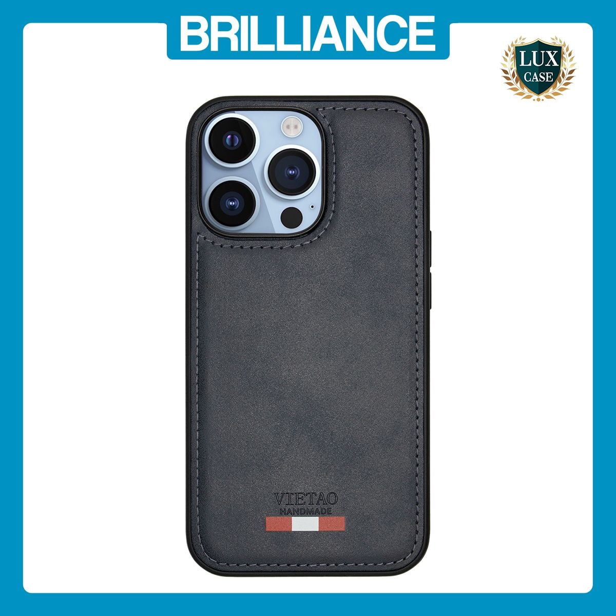 Brilliance LUX iPhone 15 Pro TPU PC Leather Scratch Proof Hybrid Case Blue