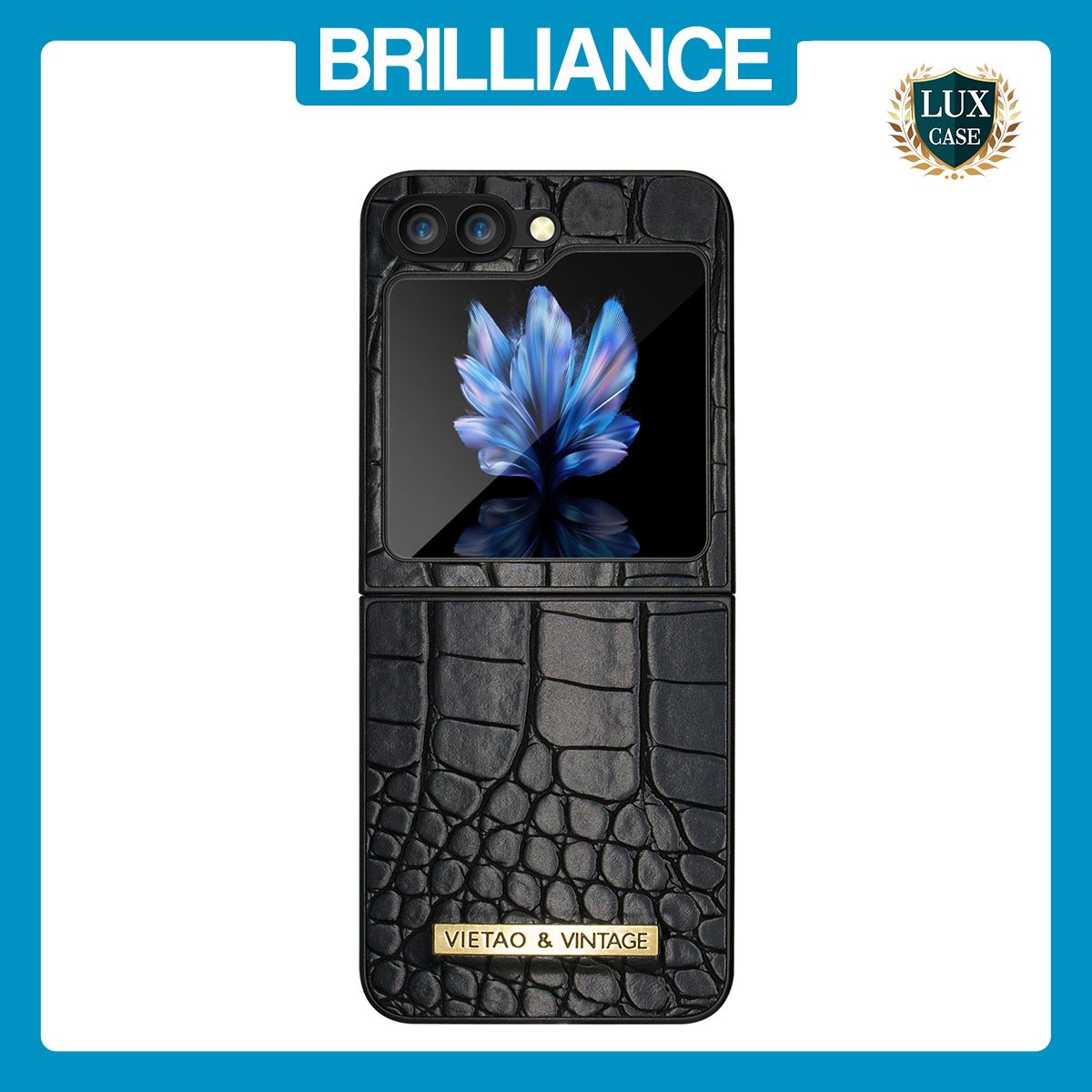 Brilliance LUX Samsung Flip5 TPU PC Crocodile Leather with folding Case Black