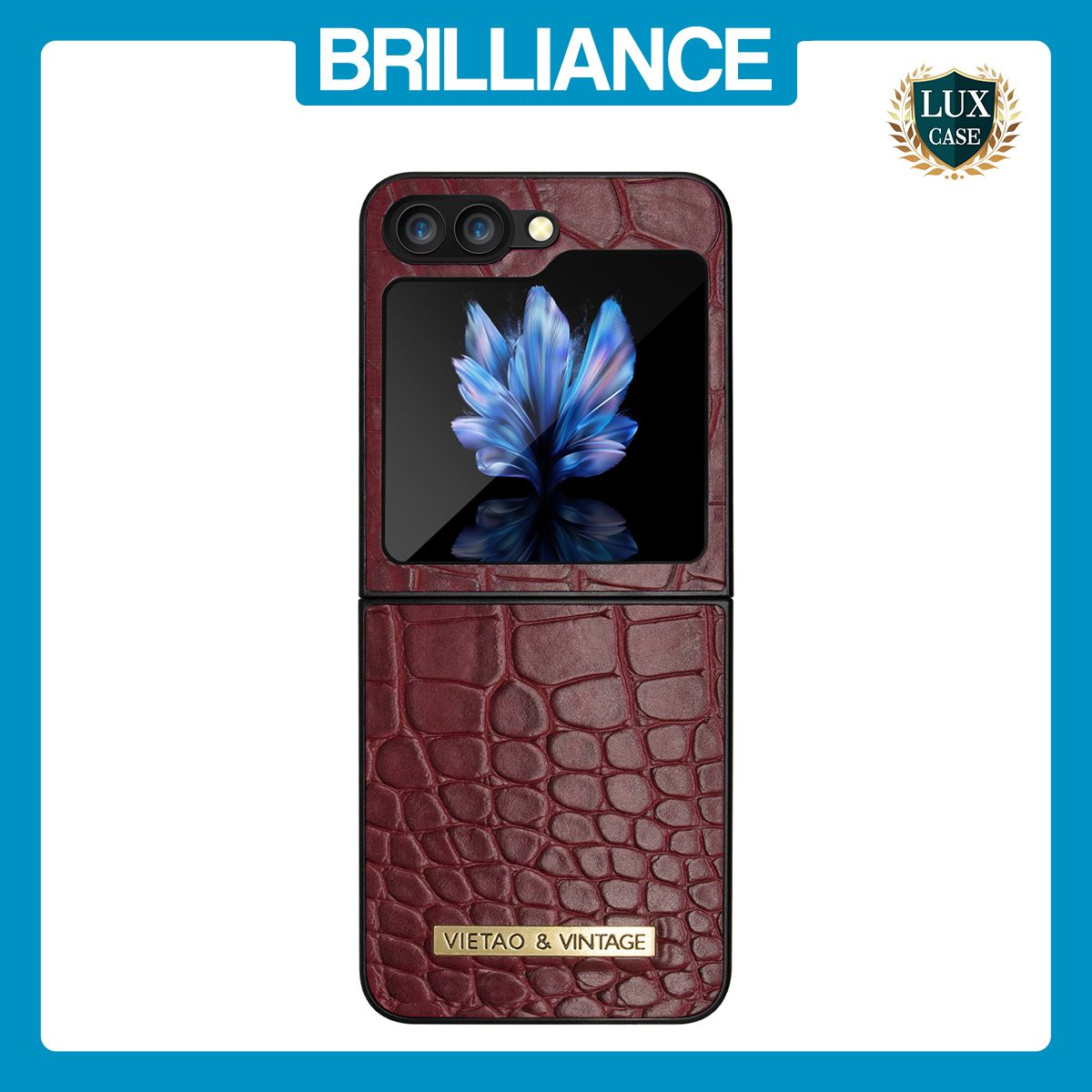 Brilliance LUX Samsung Flip5 TPU PC Crocodile Leather with folding Case Burgundy