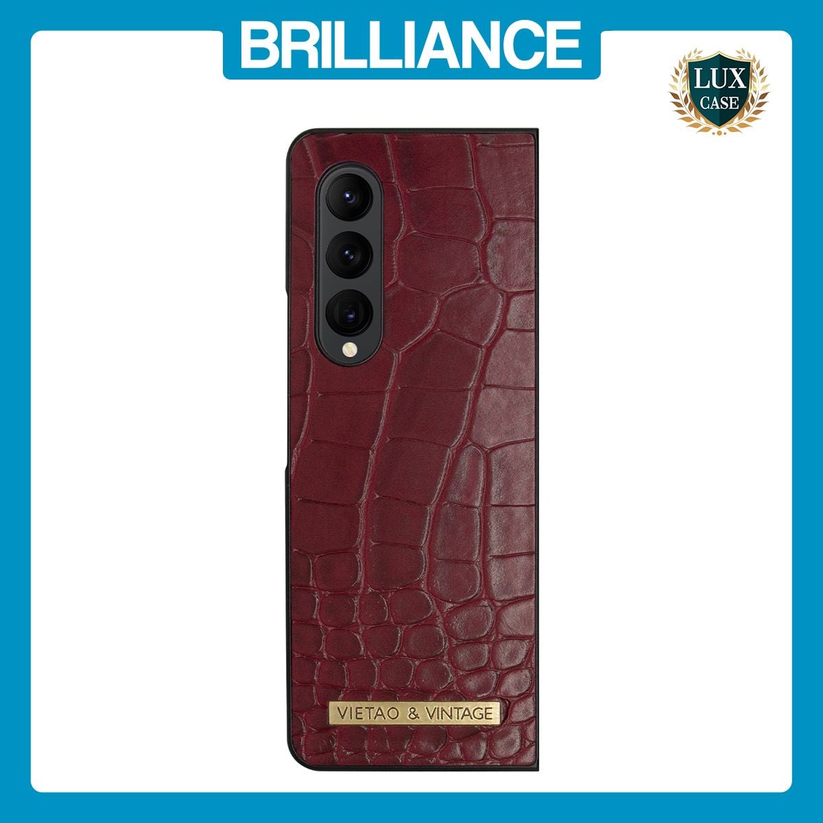 Brilliance LUX Samsung Fold3 Flip PC Business Crocodile Leather Case Burgundy
