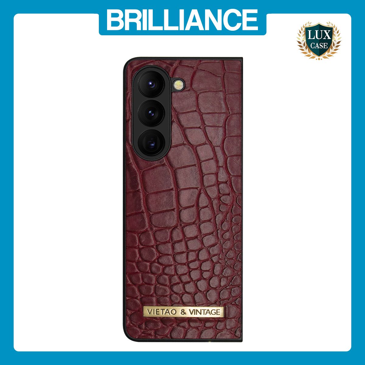 Brilliance LUX Samsung Fold5 Flip PC Business Crocodile Leather Case Burgundy