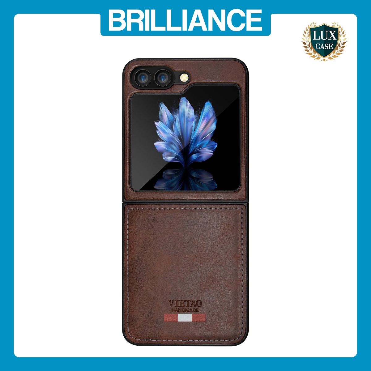 Brilliance LUX Samsung Flip5 TPU PC Leather Scratch Proof Hybrid with folding Case Brown