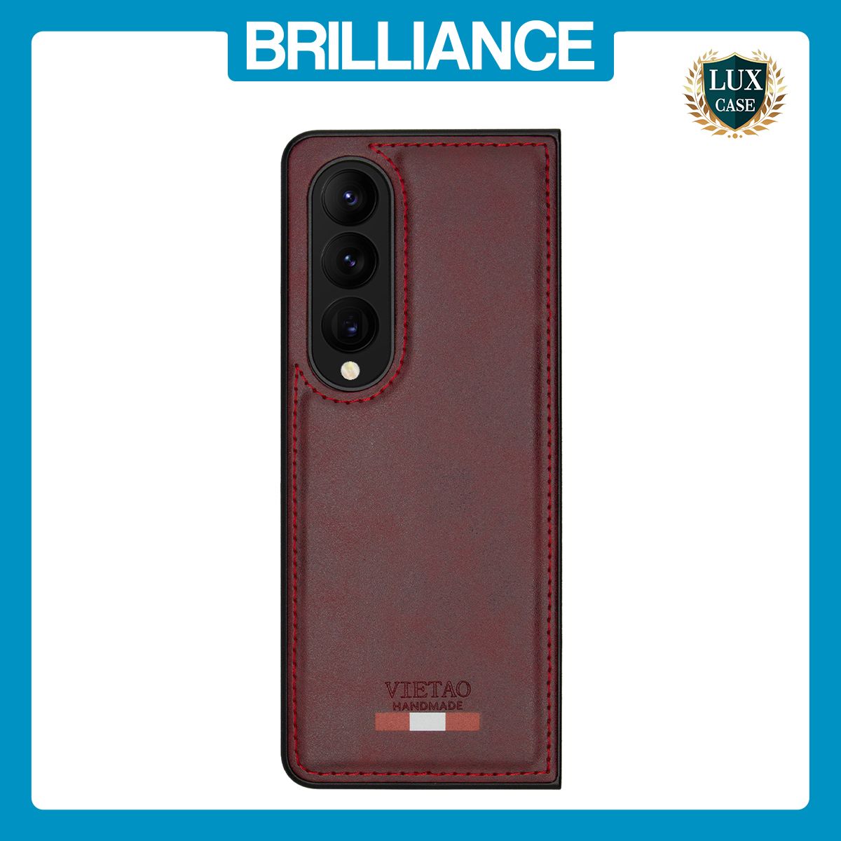 Brilliance LUX Samsung Fold4 TPU PC Leather Scratch Proof Hybrid Case Burgundy