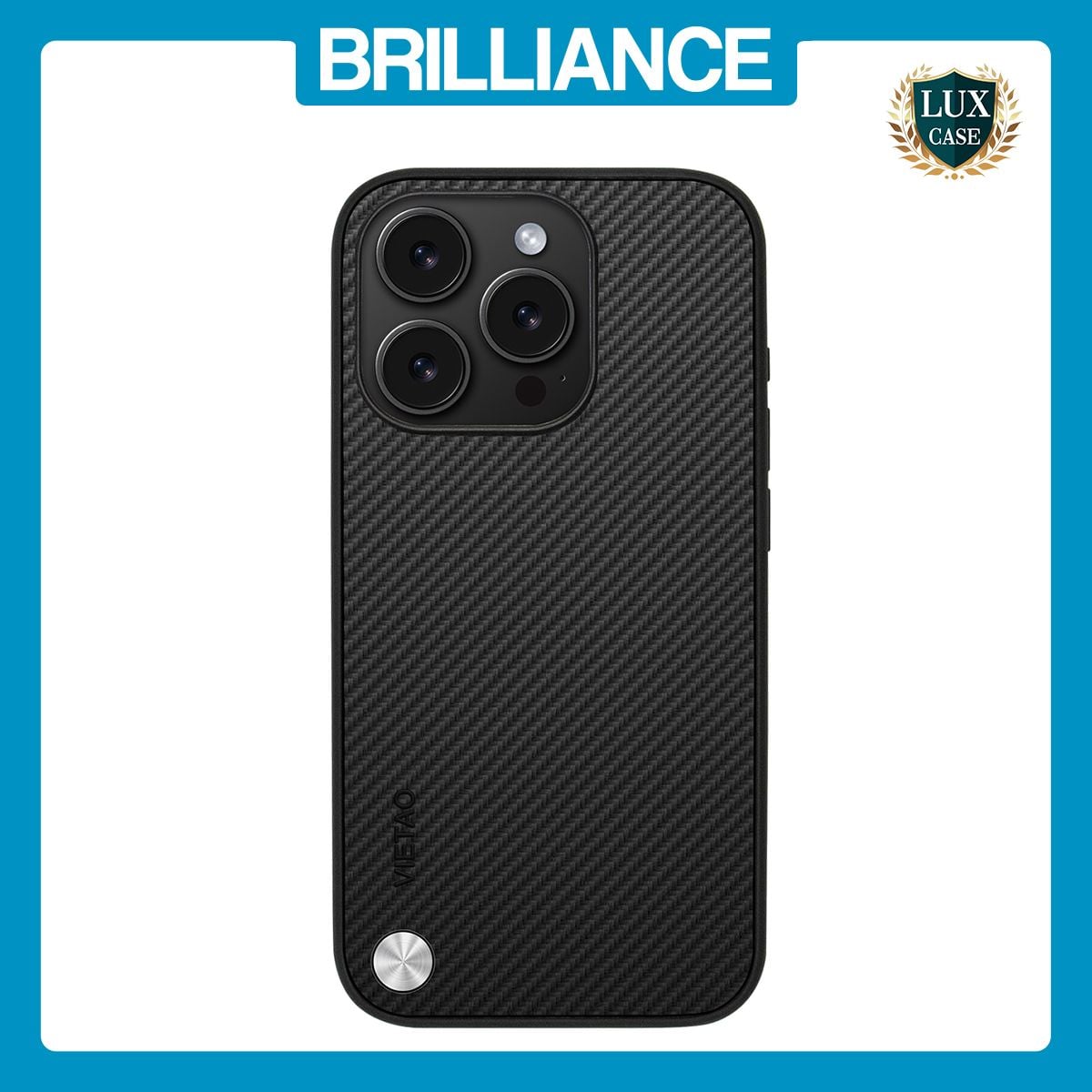 Brilliance LUX iPhone 14 Pro PC Carbon Fiber Leather with folding Case Black