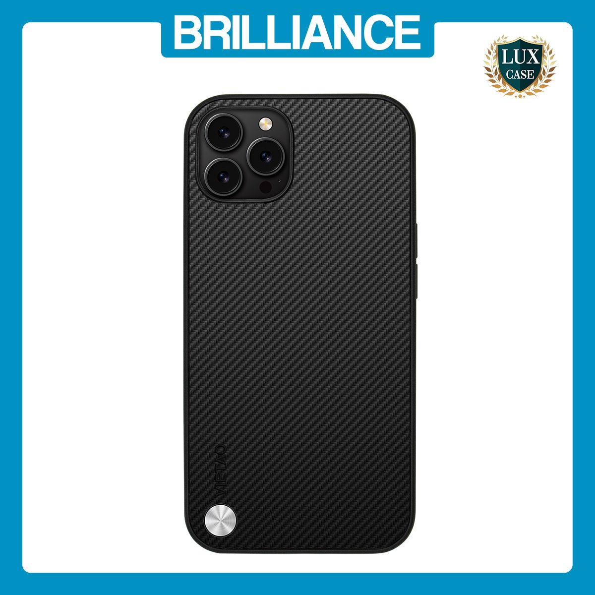 Brilliance LUX iPhone 15 PC Carbon Fiber Leather with folding Case Black
