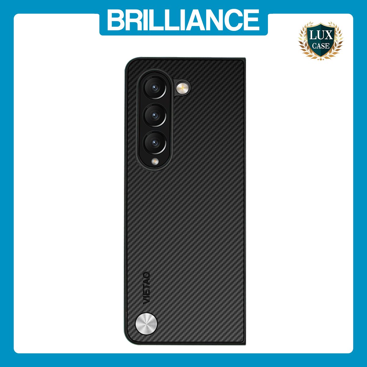 Brilliance LUX Samsung Fold5 PC Carbon Fiber Leather with folding Case Black