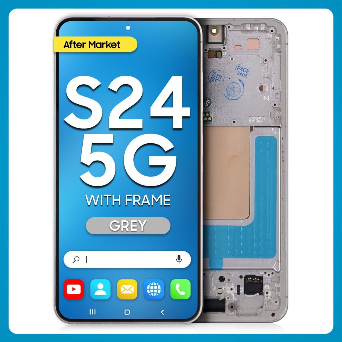 Samsung S24 LCD with Touch + Frame After Market Soft OLED Gray (ORIGINAL SIZE) (120 HZ)
