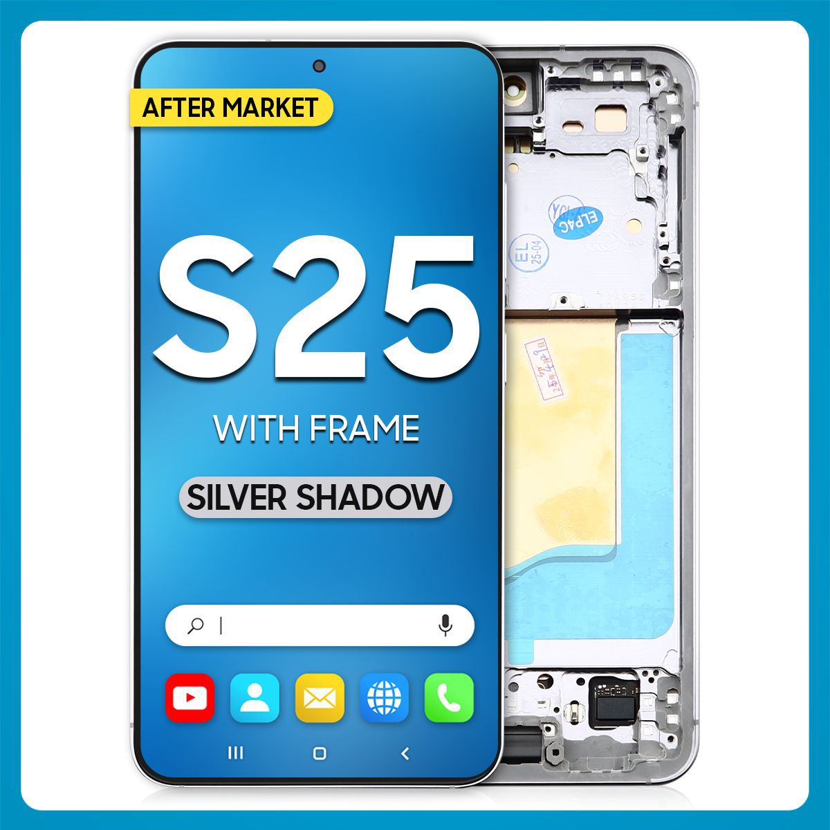 Samsung S25 LCD with Touch + Frame After Market OLED Silver Shadow