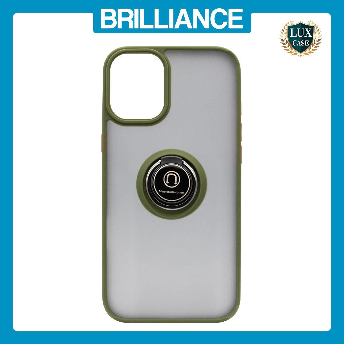 Brilliance LUX iPhone 16 Pro Max Hybrid Shell Anti-shock Ring Kickstand TPU Matte Case Green