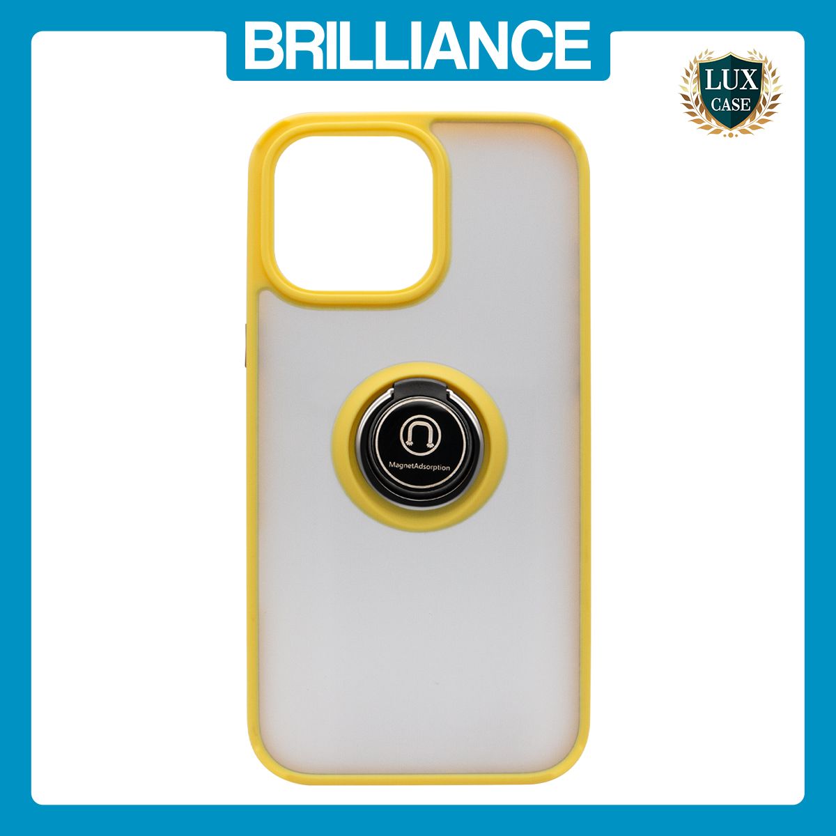 Brilliance LUX iPhone 16 Pro Max Hybrid Shell Anti-shock Ring Kickstand TPU Matte Case Yellow