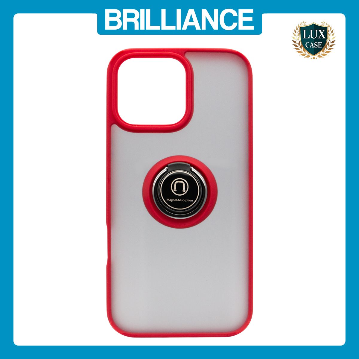 Brilliance LUX iPhone 16 Pro Max Hybrid Shell Anti-shock Ring Kickstand TPU Matte Case Red