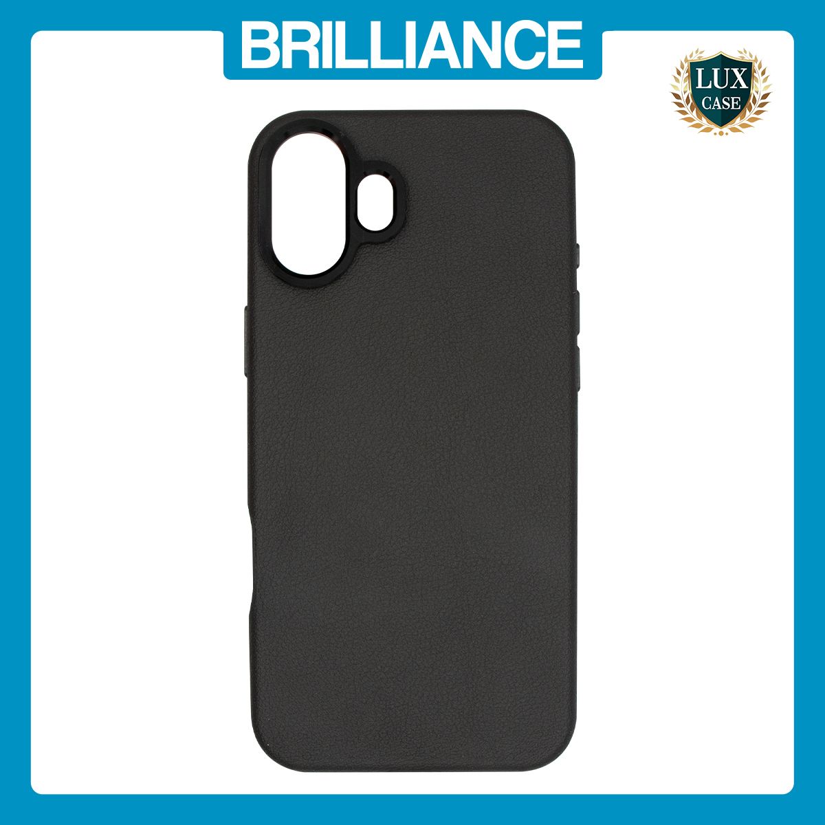 Brilliance LUX iPhone 16 Plus Luxury Vegan Soft Premium PU Leather Magnetic Cover with Metal Camera Case Black