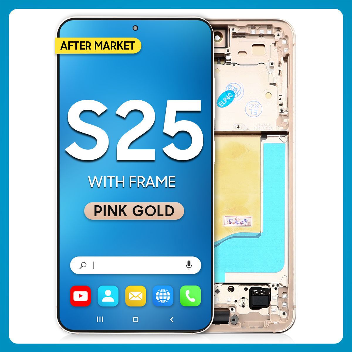 Samsung S25 LCD with Touch + Frame After Market OLED Pink Gold