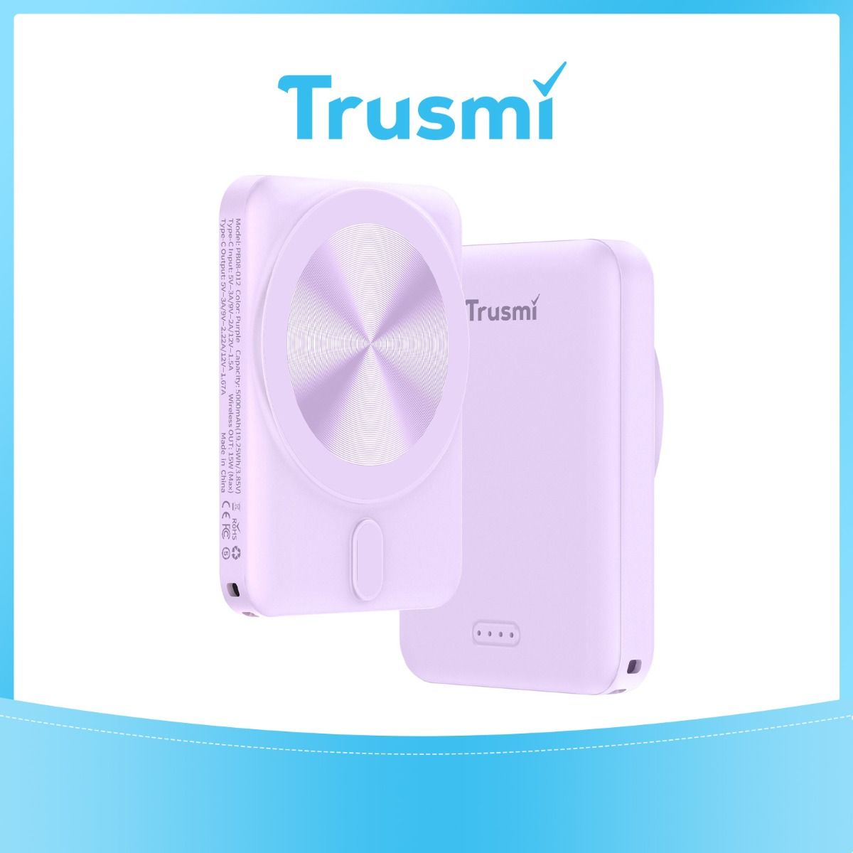 TRUSMI Wireless Power Bank Purple PB08-013 (20W) (5000mAh)