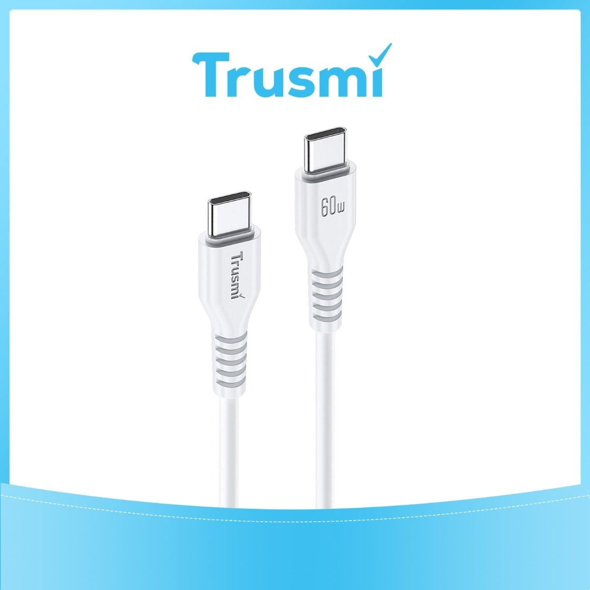 TRUSMI 60W Type C To Type C Charging Cable White 1M