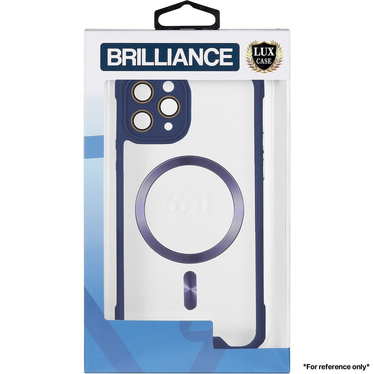 Brilliance LUX for Iphone 7P/8P Cow horn shell with CD lens film (electroplated button+dual color glass film) Case Blue