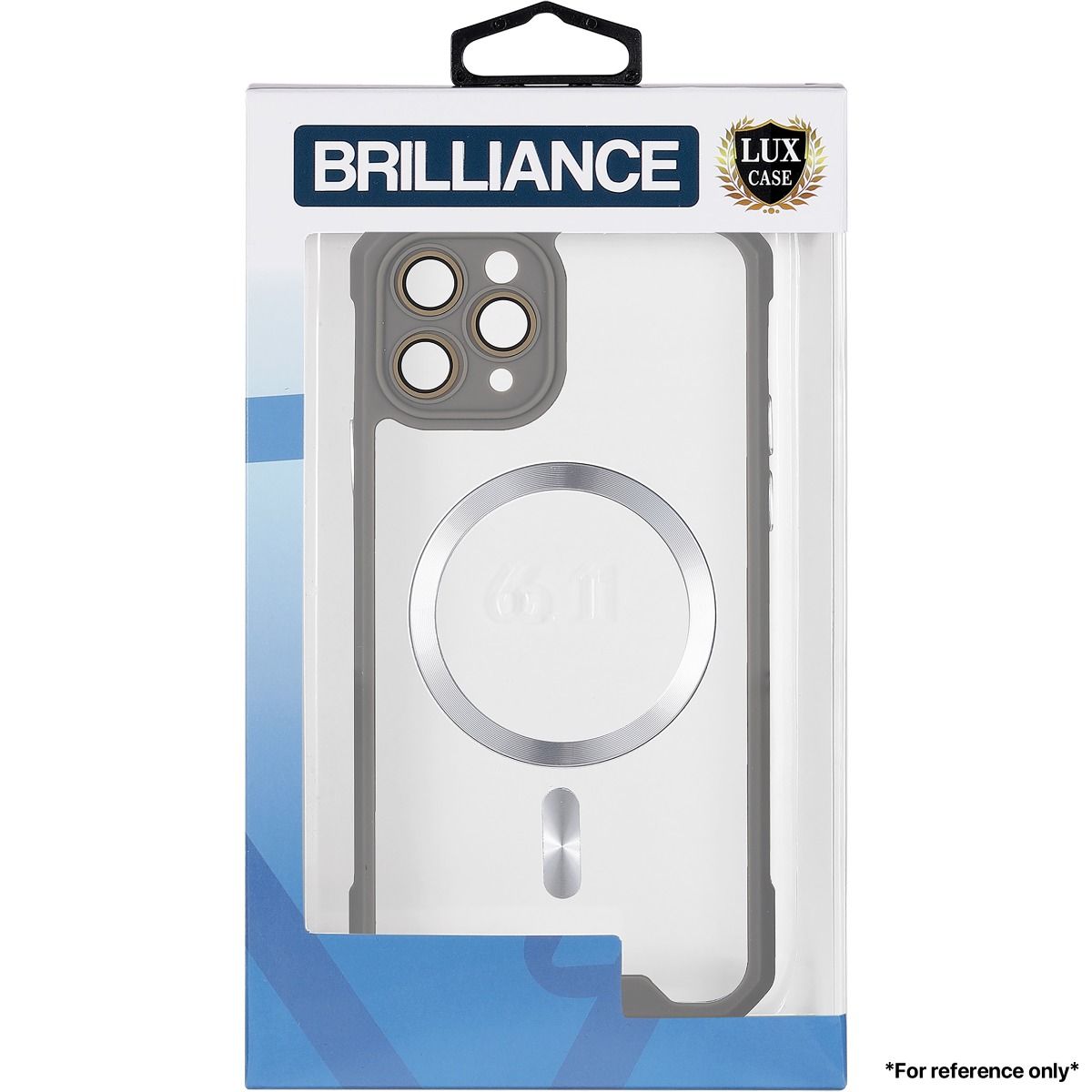 Brilliance LUX for Iphone 12 Pro Max Cow horn shell with CD lens film (electroplated button+dual color glass film) Case Gray