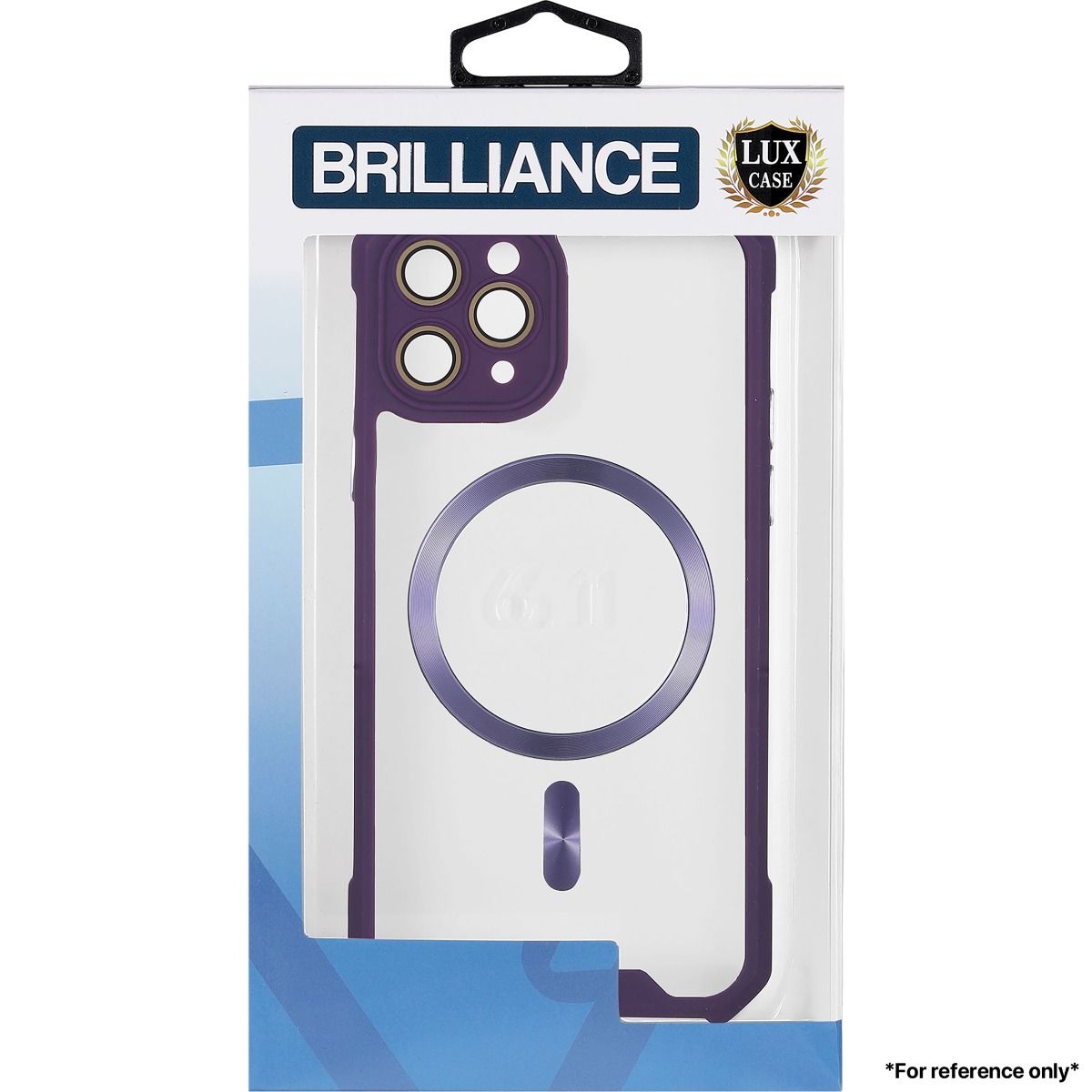 Brilliance LUX for Iphone 13 Pro Max Cow horn shell with CD lens film (electroplated button+dual color glass film) Case Purple