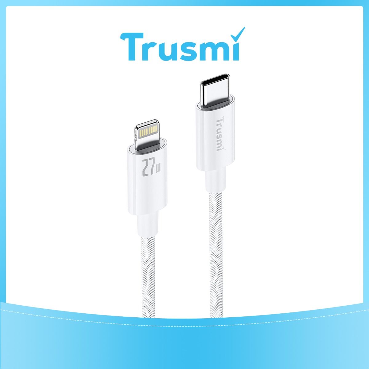 TRUSMI 27W Type C To iPhone Braided Charging Cable White 1M