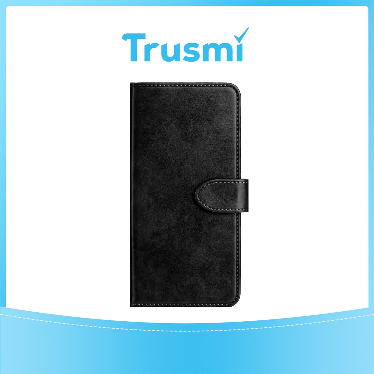 TRUSMI iPhone 13 Pro Max Cowhide Leather Wallet Case with Card Slot Black