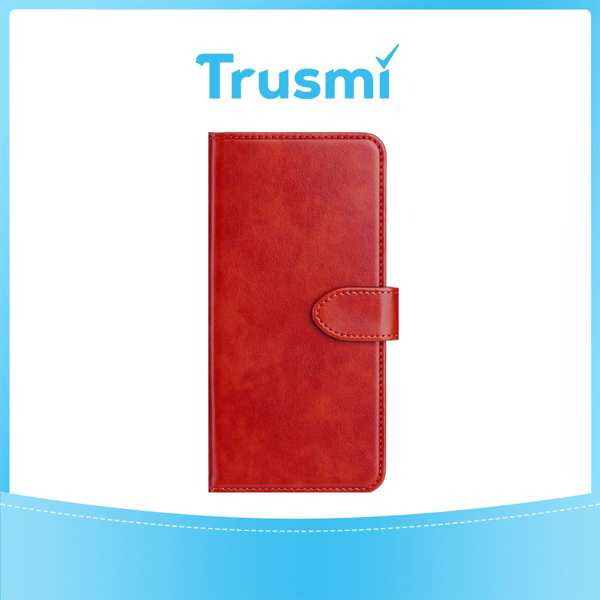 TRUSMI iPhone 14 Pro Max Cowhide Leather Wallet Case with Card Slot Red