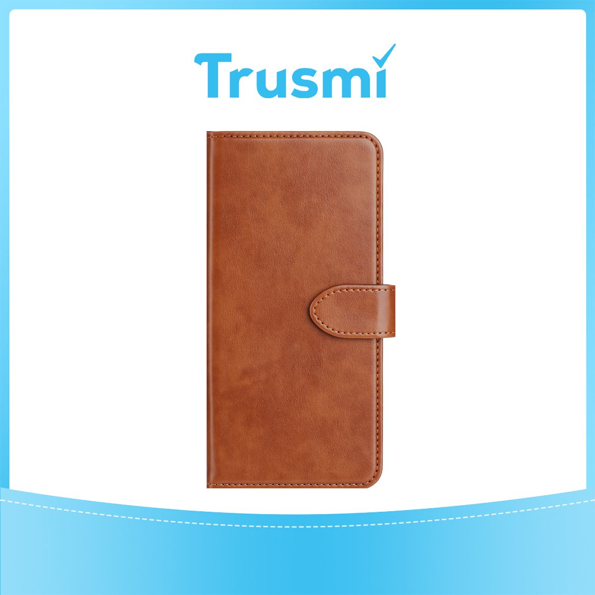TRUSMI iPhone 16 Pro Max Cowhide Leather Wallet Case with Card Slot Light Brown