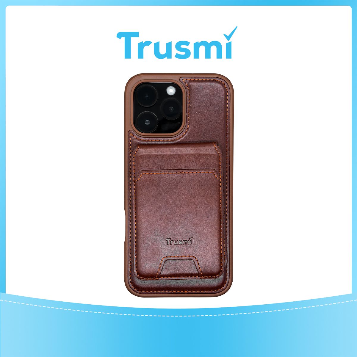 TRUSMI iPhone 14 Pro Magnetic Cowhide Leather Case with Card Slot Wallet Dark Brown