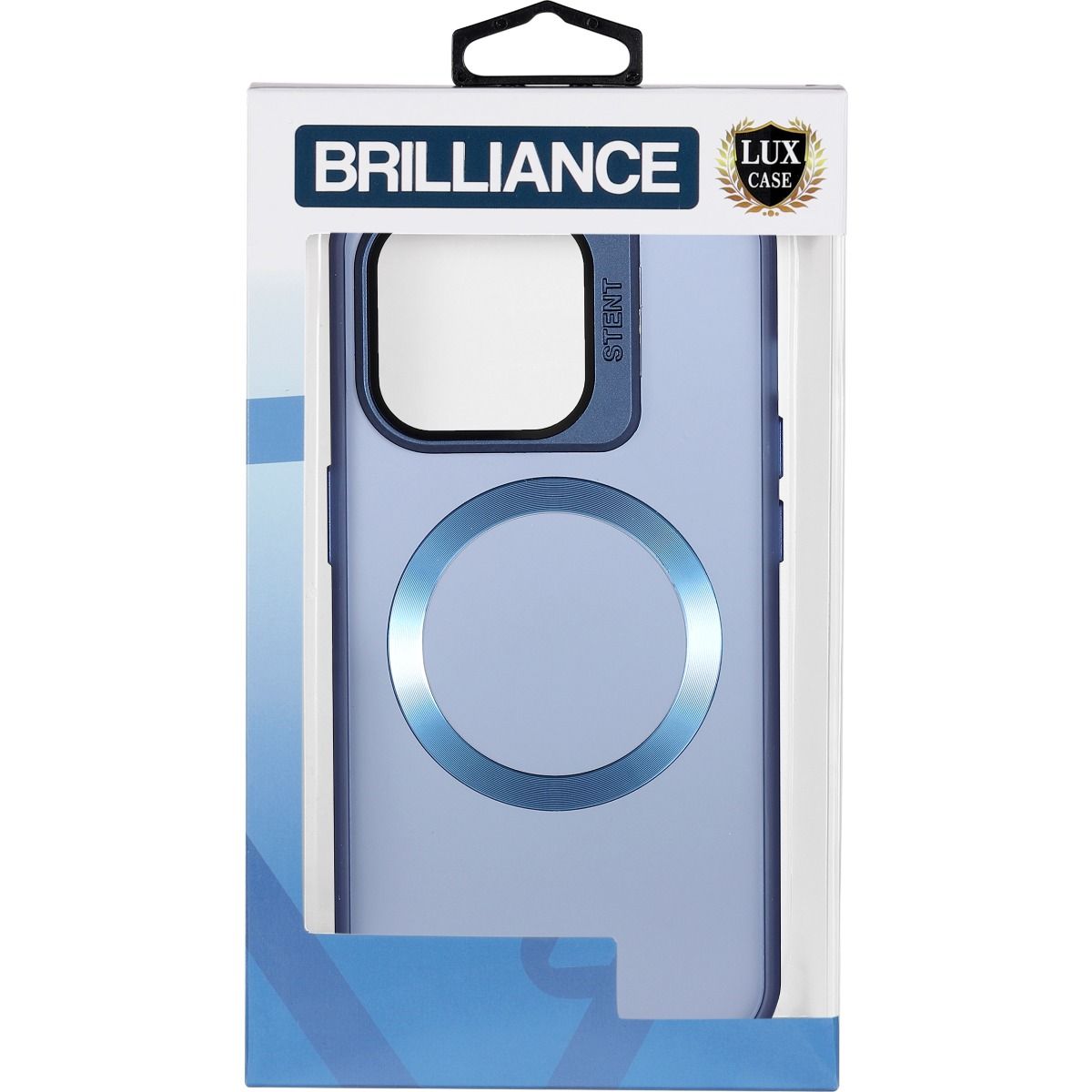 Brilliance LUX iPhone 15 Plus Lens holder transparent CD pattern Case Blue