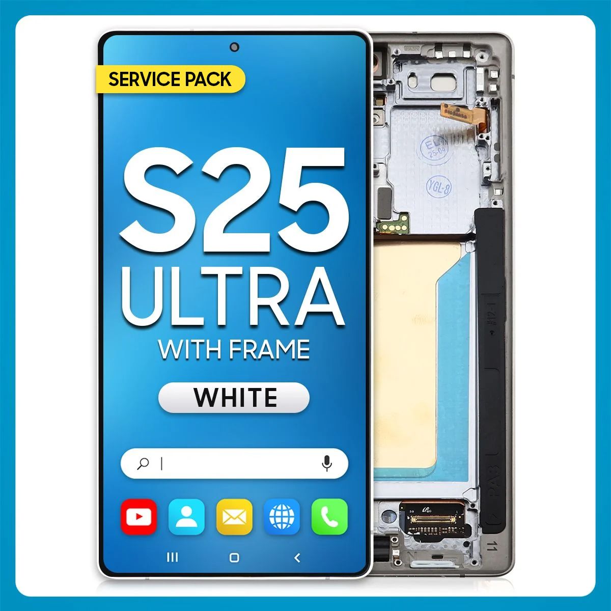 Samsung S25 Ultra LCD with Touch + Frame Whitesilver SERVICE PACK