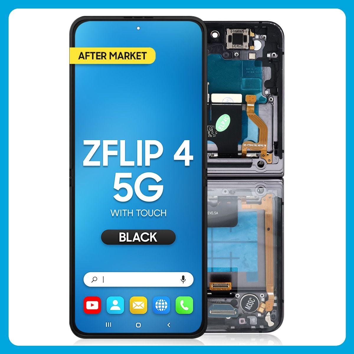 Samsung Z Flip 4 5G Inner LCD With Touch + Frame Black (Aftermarket OLED)