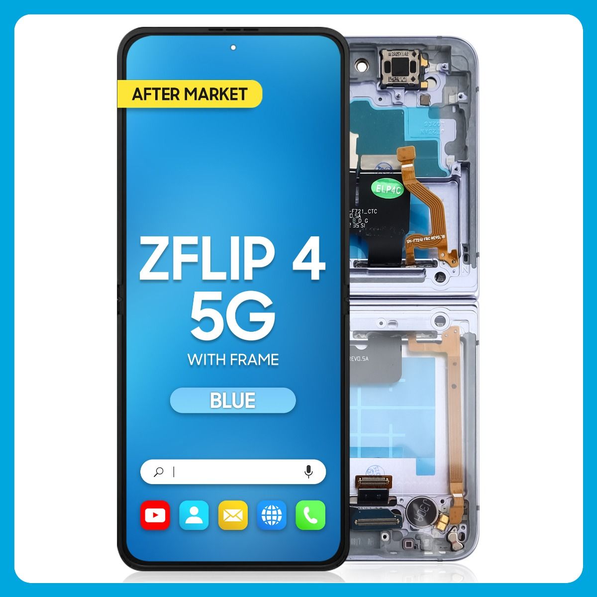 Samsung Z Flip 4 5G Inner LCD With Touch + Frame Blue (Aftermarket OLED)