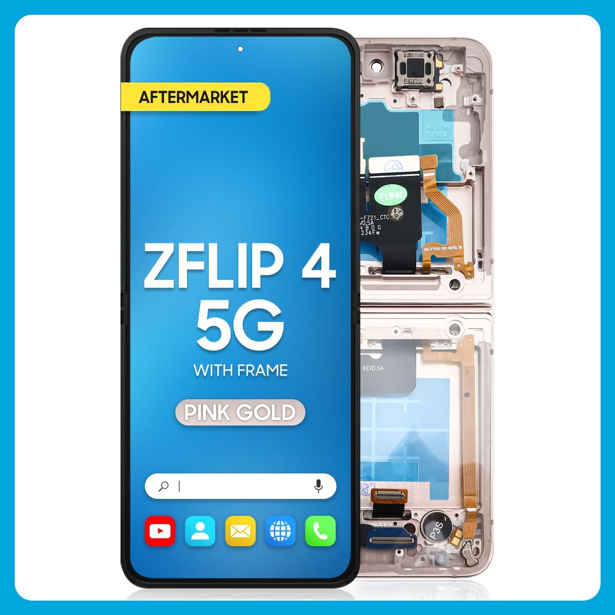 Samsung Z Flip 4 5G Inner LCD With Touch + Frame Pink Gold (Aftermarket OLED)