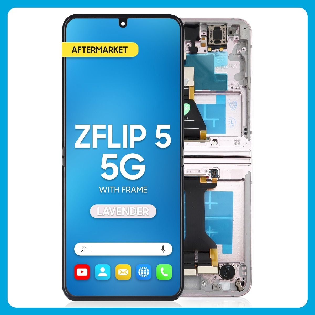 Samsung Z Flip 5 5G Inner LCD With Touch + Frame Lavender (Aftermarket OLED)