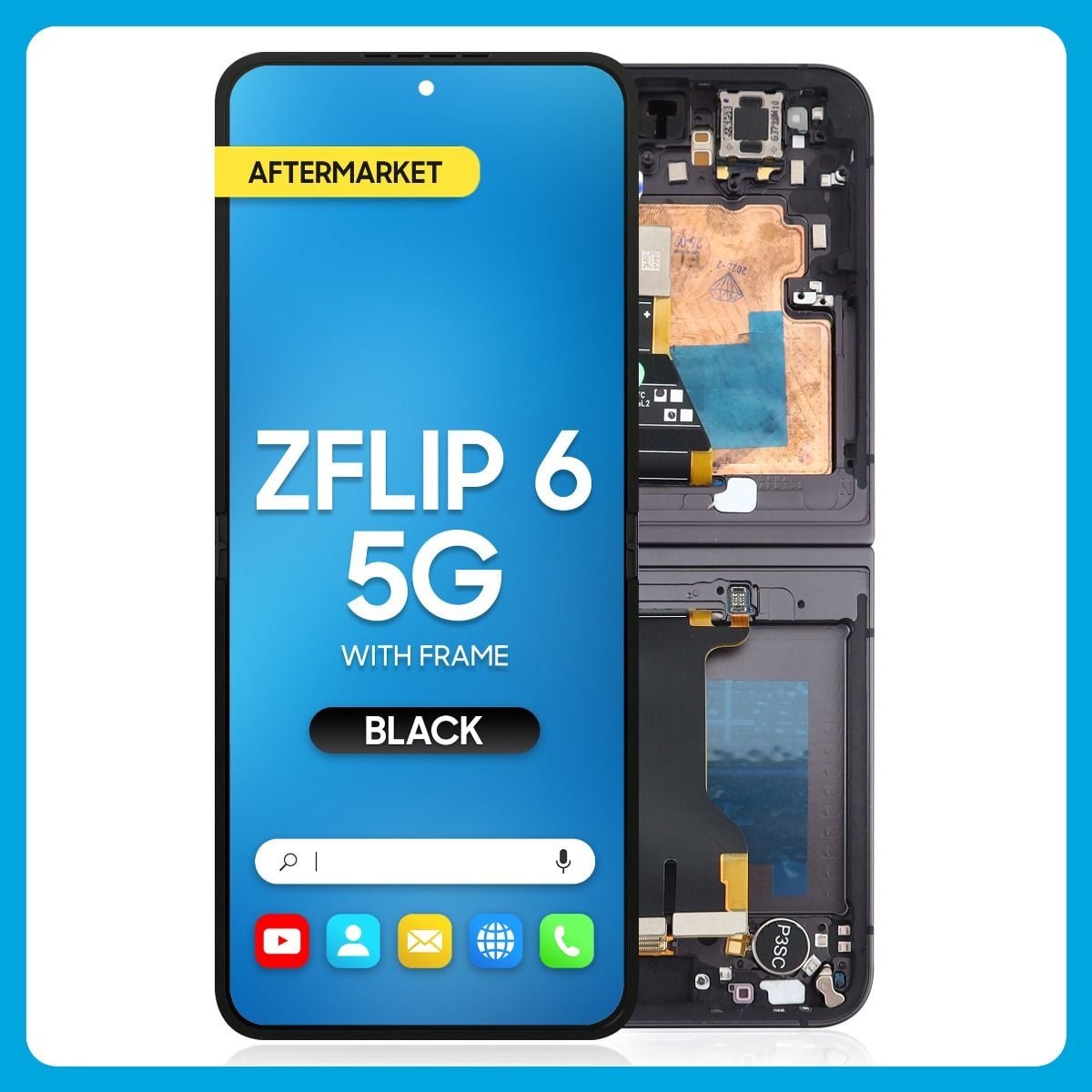 Samsung Z Flip 6 5G Inner LCD With Touch + Frame Black (Aftermarket OLED)