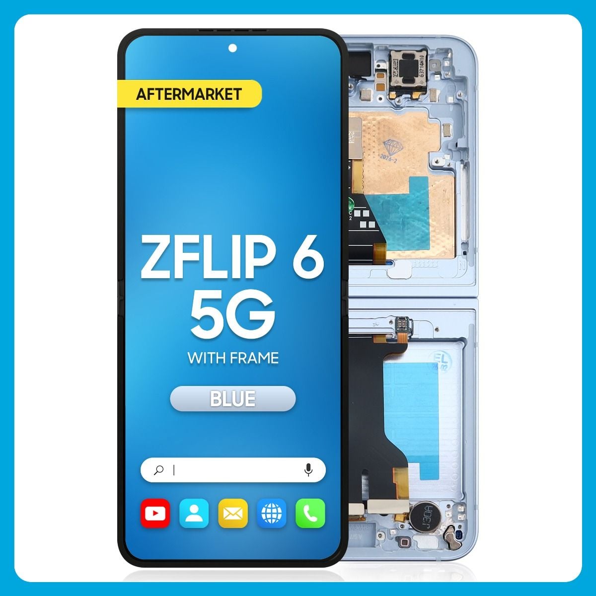 Samsung Z Flip 6 5G Inner LCD With Touch + Frame Blue (Aftermarket OLED)