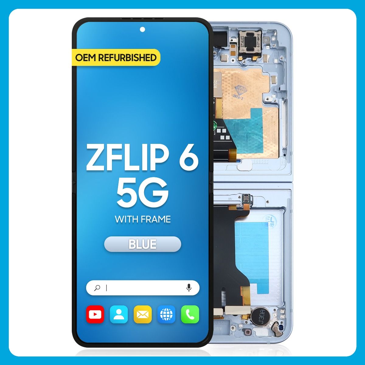 Samsung Z Flip 6 5G Inner LCD With Touch + Frame Blue (Refurbished OLED)