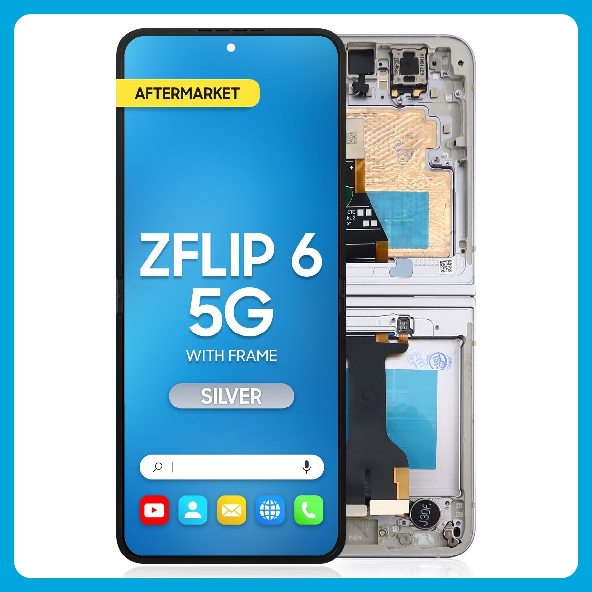 Samsung Z Flip 6 5G Inner LCD With Touch + Frame  Silver Shadow (Aftermarket OLED)