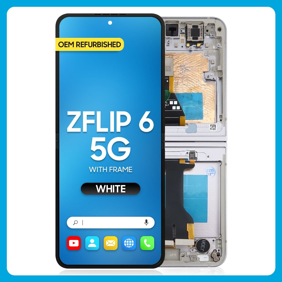 Samsung Z Flip 6 5G Inner LCD With Touch + Frame White (Refurbished OLED)