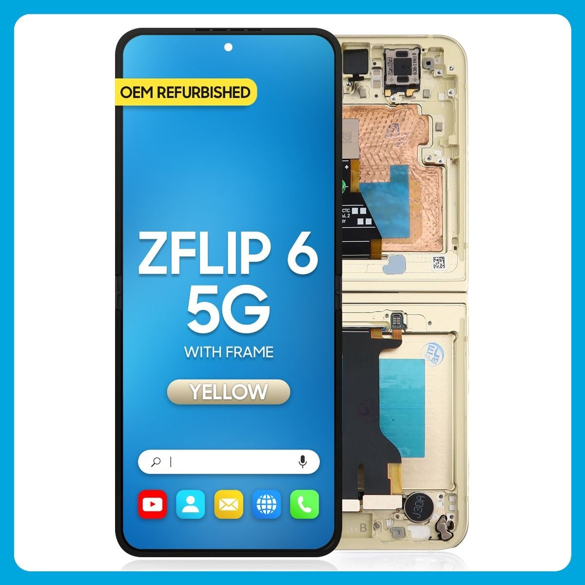 Samsung Z Flip 6 5G Inner LCD With Touch + Frame Yellow (Refurbished OLED)