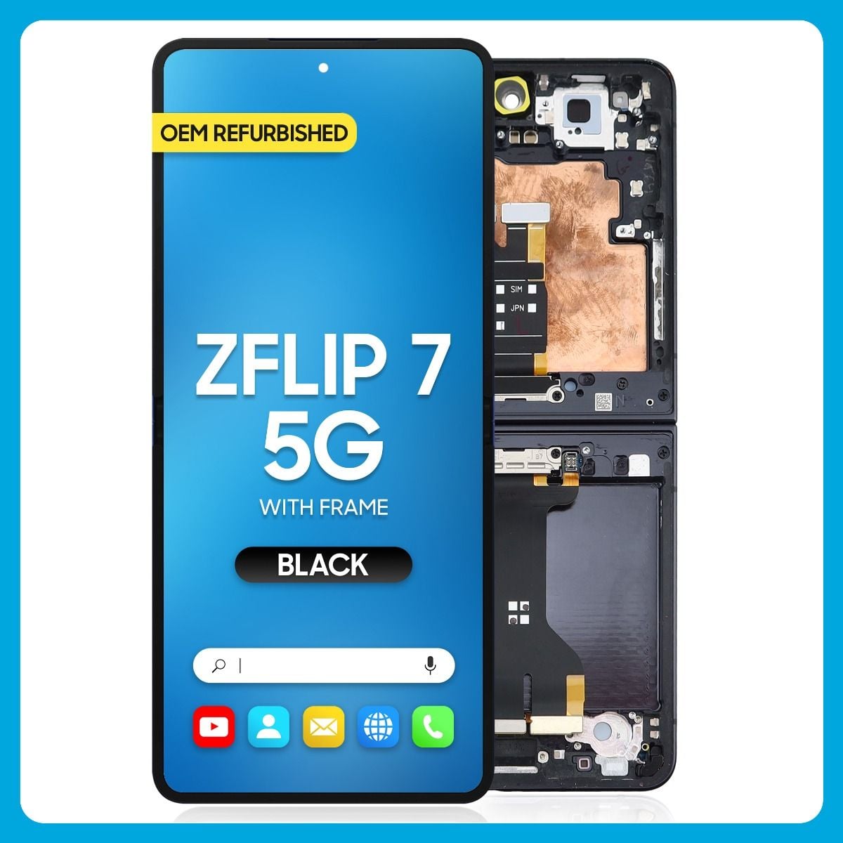 Samsung Z Flip 7 5G Inner LCD With Touch + Frame Black (Refurbished OLED)