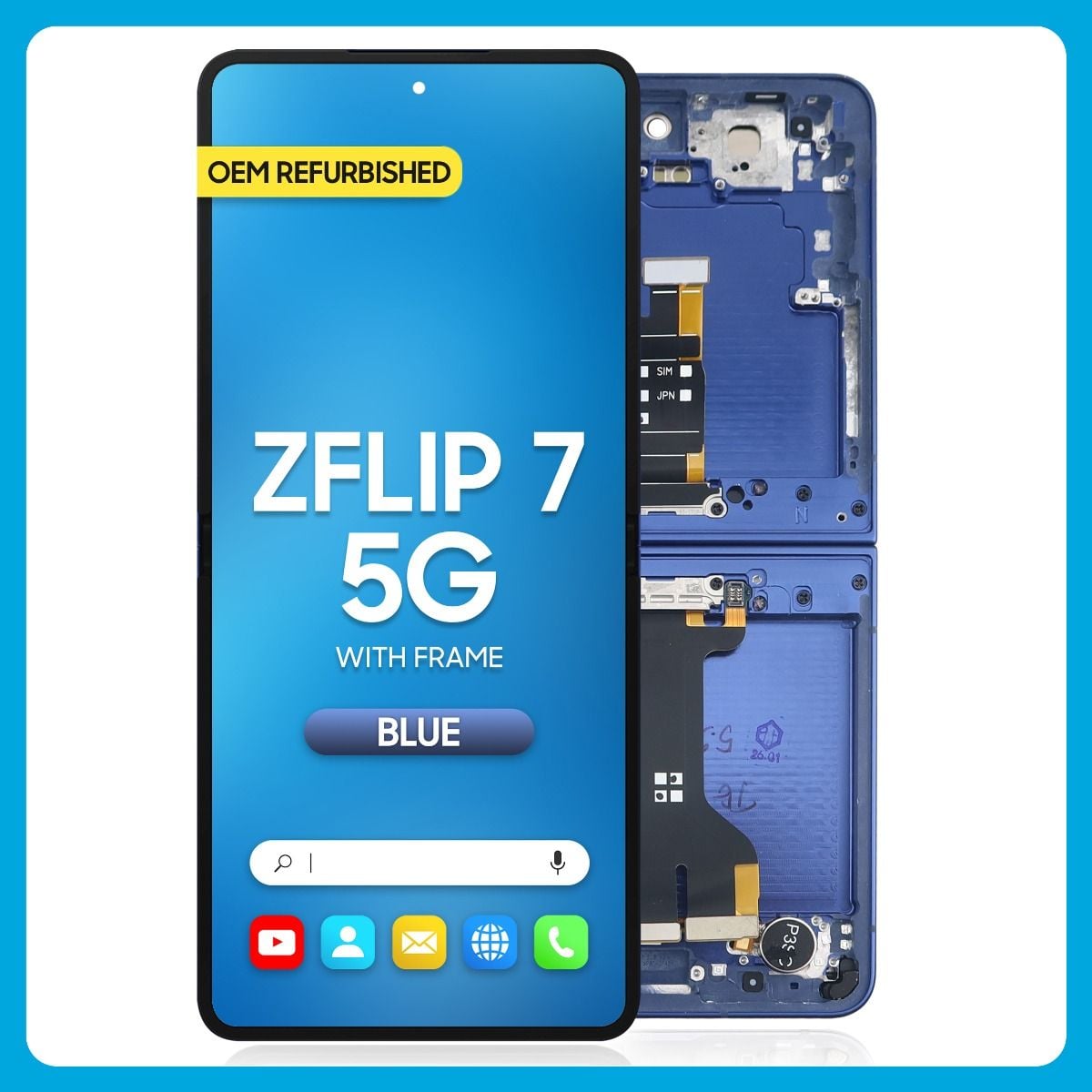 Samsung Z Flip 7 5G Inner LCD With Touch + Frame Blue Shadow (Refurbished OLED)