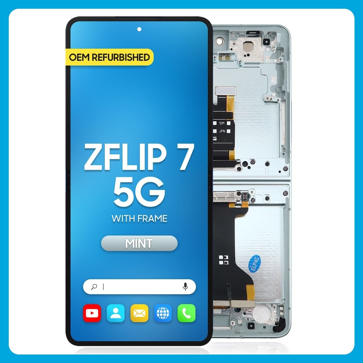Samsung Z Flip 7 5G Inner LCD With Touch + Frame Mint (Refurbished OLED)