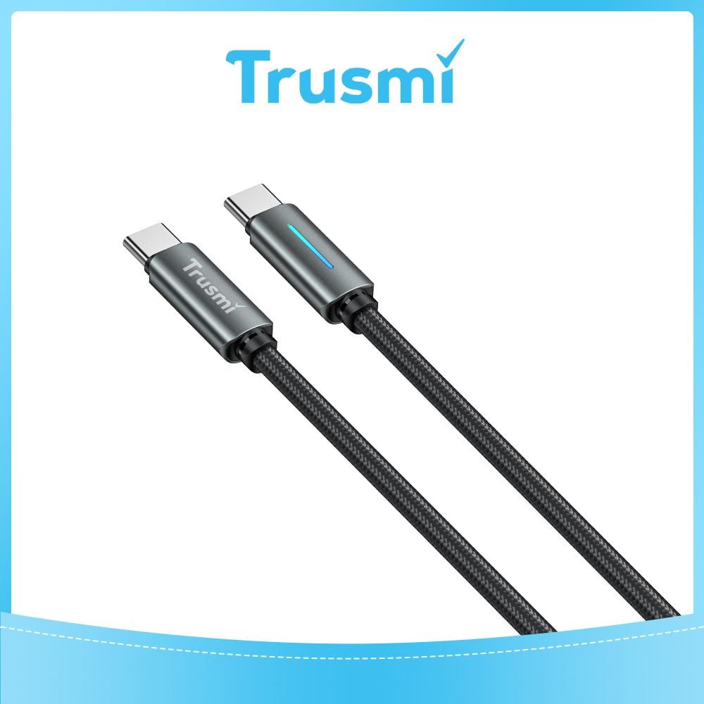 TRUSMI 60W Type C to Type C LED Charging Braided Cable Black (1M)