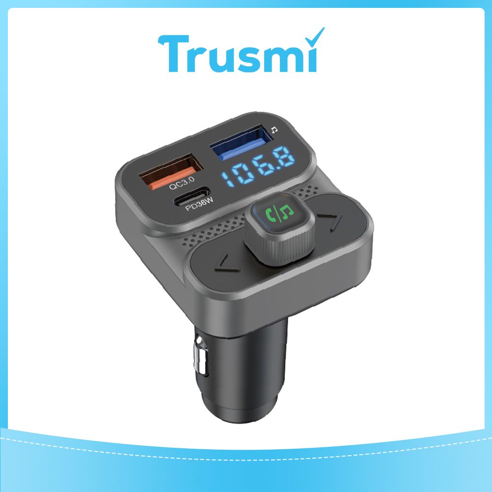 TRUSMI 54W USB & Type C Car Adapter with FM Transmitter