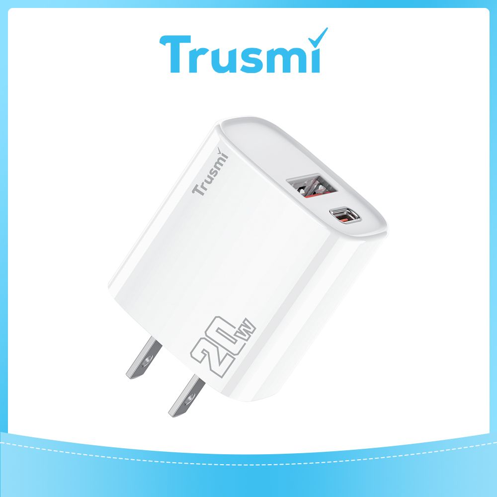 TRUSMI 20W Dual USB & Type-C White Fast Charger
