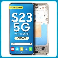 Samsung S23 5G LCD with Touch + Frame After Market Soft OLED Cream (ORIGINAL SIZE) (120 HZ)