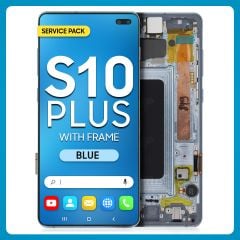 Samsung S10 Plus LCD with Touch + Frame Blue SERVICE PACK