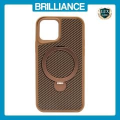 Brilliance LUX iPhone 12 Pro 360° Rotating Magnetic Metal Bracket Carbon Fiber Pattern Matte PC+TPU Phone case Gold